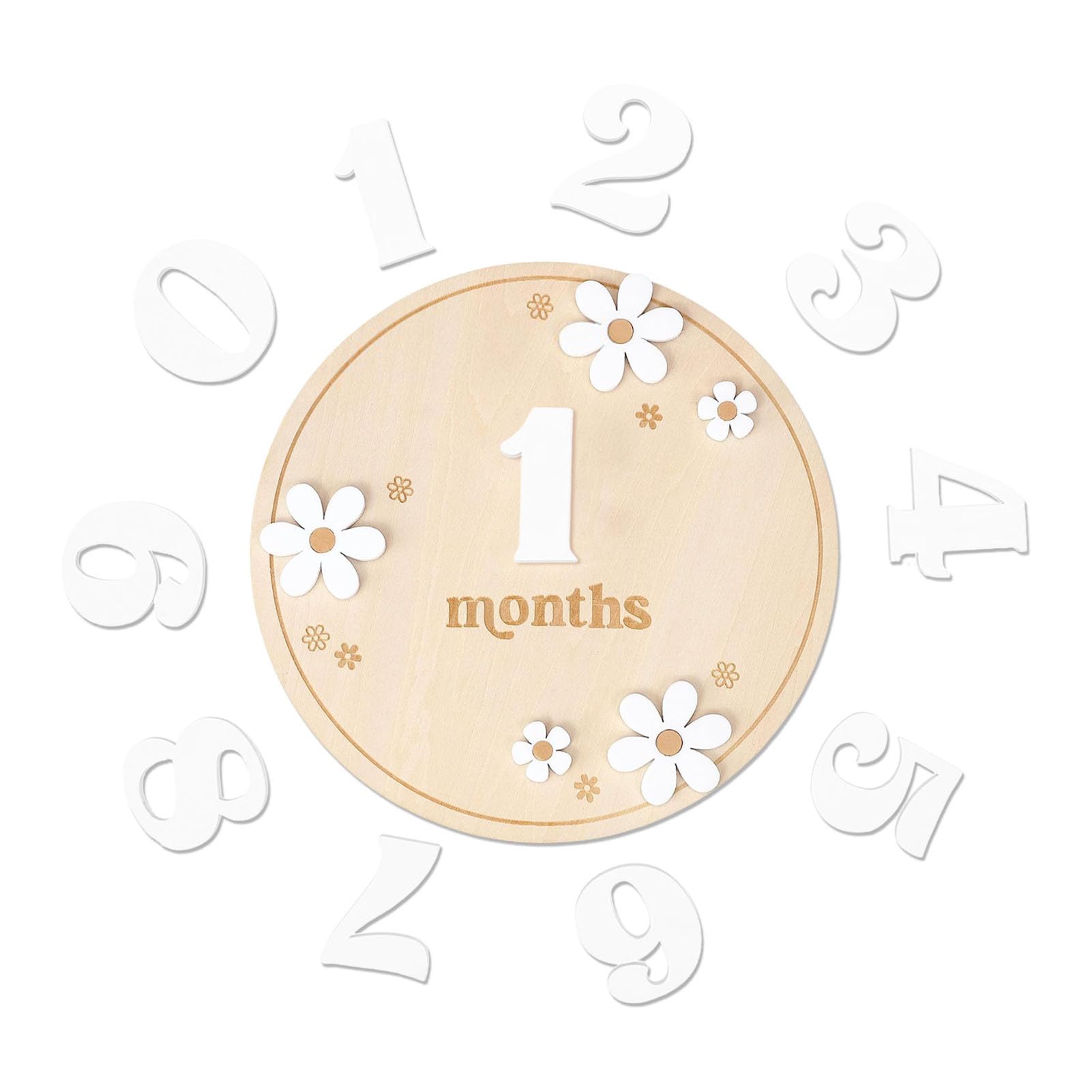 Wooden Baby Monthly Milestone Markers - Natural Wood Baby Month Board for Photo Props, Nursery Decor & Newborn Keepsake - Perfect for 1st Birthday, Monthly Photos & Baby Shower Gifts