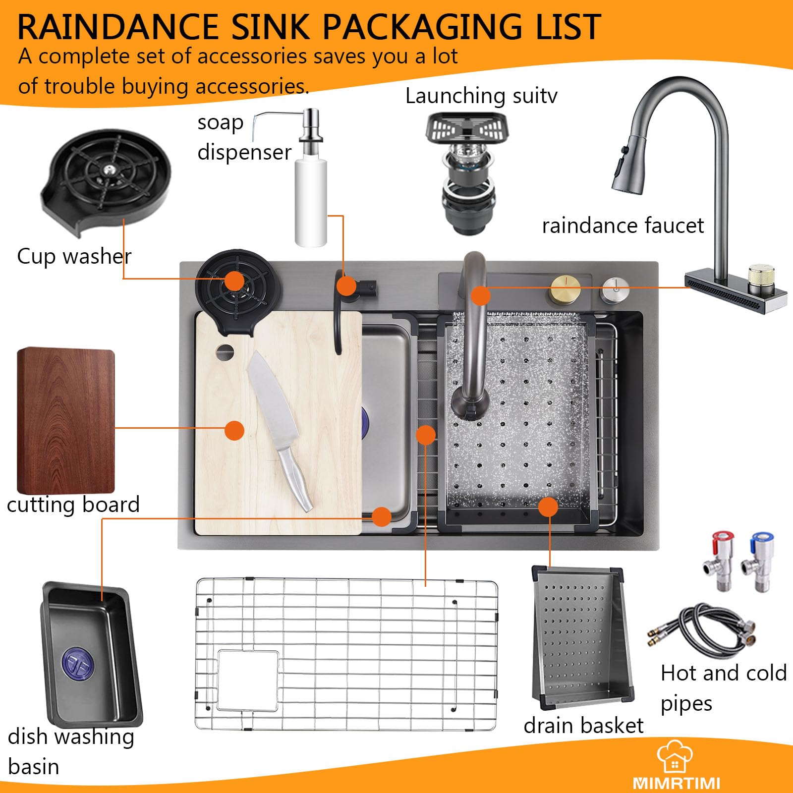 26x20 Inch Black Undermount Stainless Steel Single Bowl Kitchen Sink with Pull-Out Faucet & Accessories - Perfect for Modern Farmhouse & Small Space Kitchens