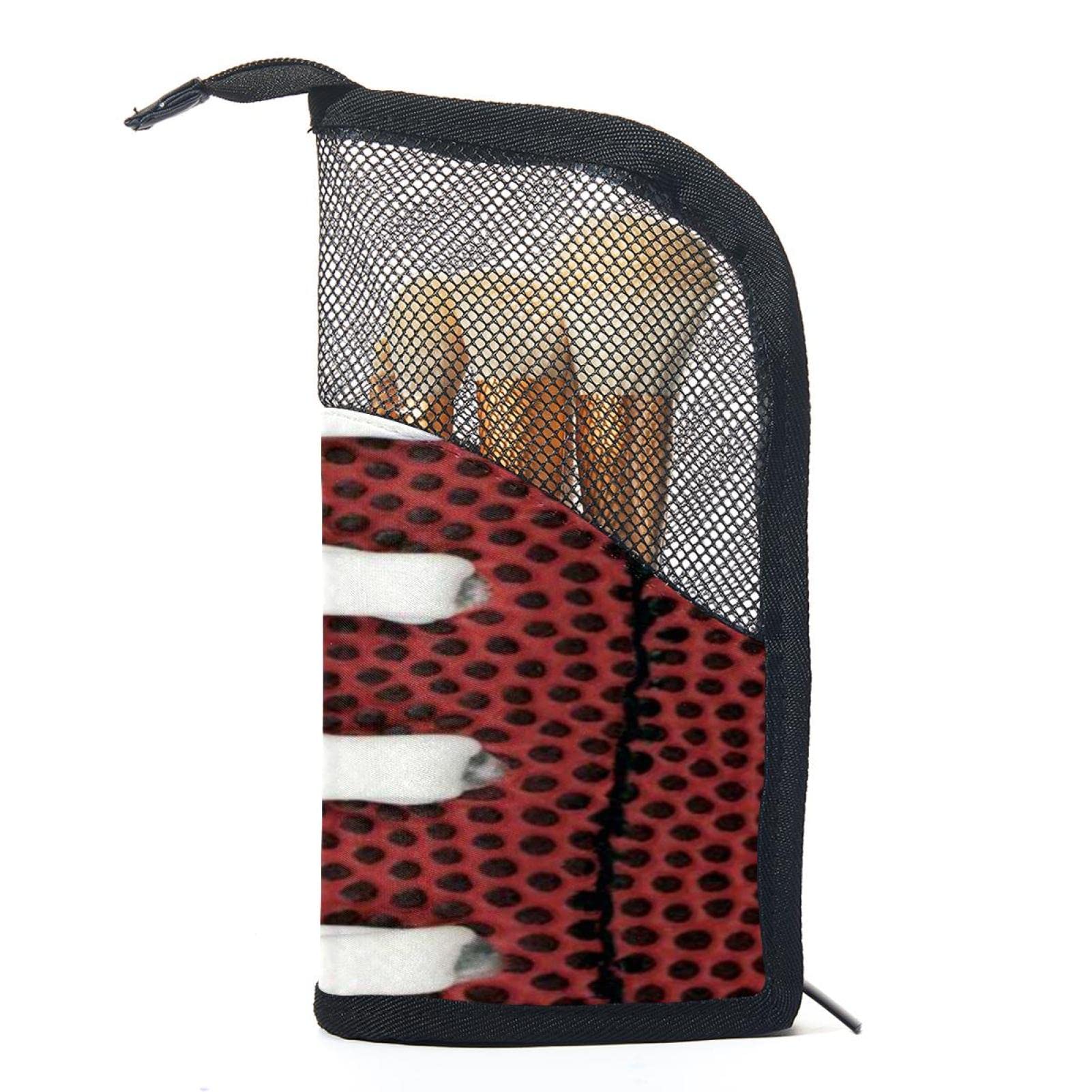 12-Piece Makeup Brush Organizer Bag with Football Texture - Portable Travel Cosmetic Brush Holder Case for Makeup Artists & On-the-Go Beauty Enthusiasts (Perfect for Gym Bags, Travel Kits & Vanity Organization)