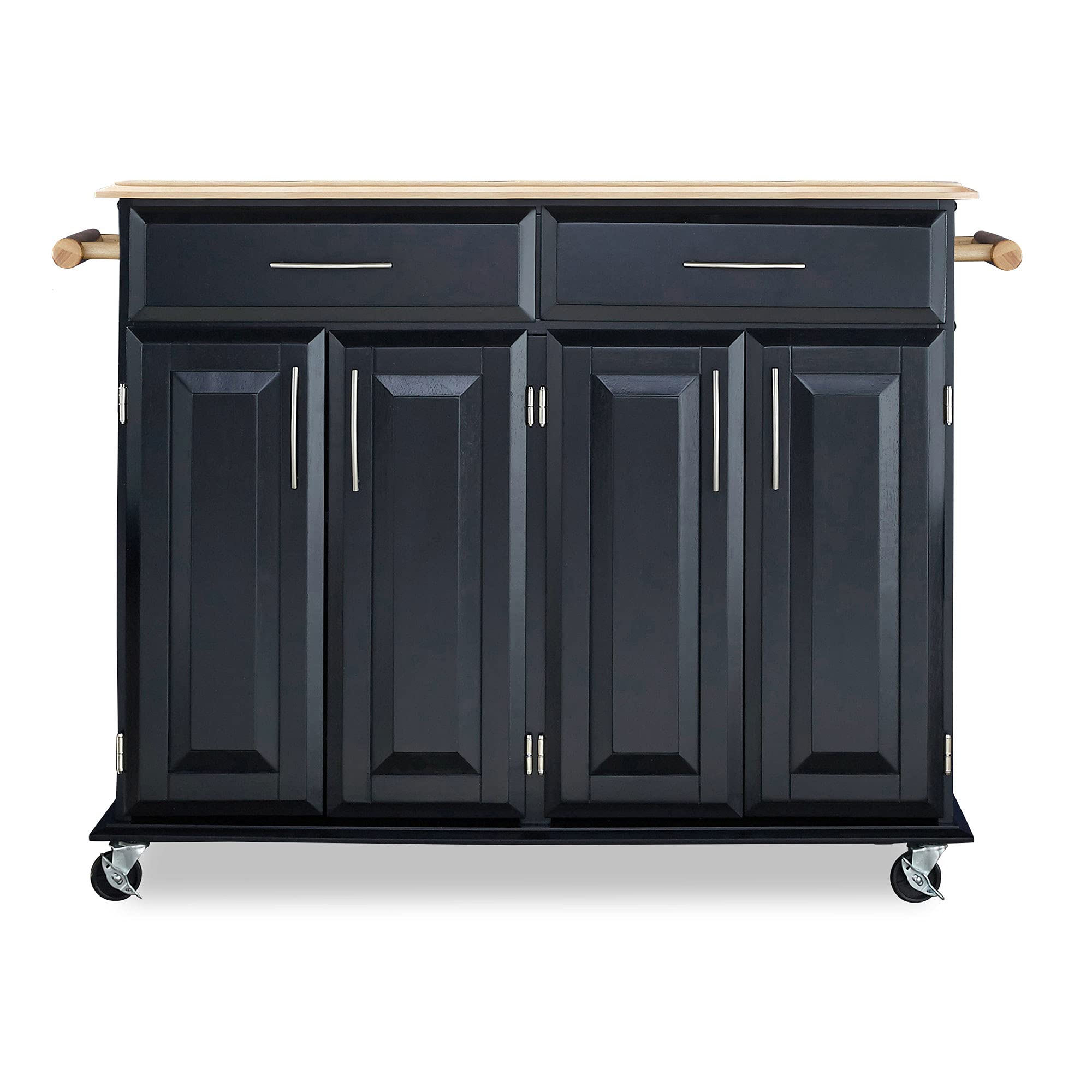 Homestyles Dolly Madison Kitchen Cart with Wheels - Black Rolling Utility Cart for Kitchen, Pantry, or Office Organization - Mobile Storage Solution for Small Spaces