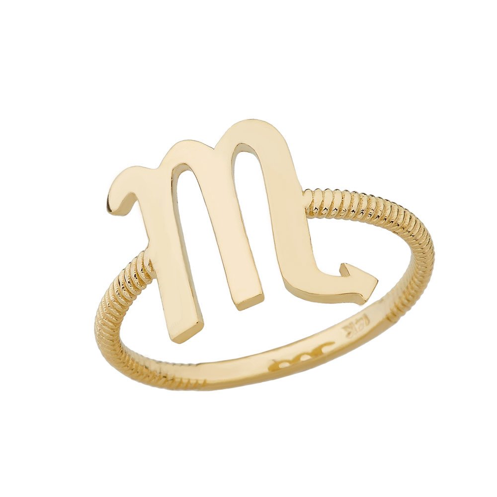 14K Yellow Gold Scorpio Zodiac Rope Ring for Women - Elegant Horoscope Jewelry Gift for Birthdays, Anniversaries & Special Occasions