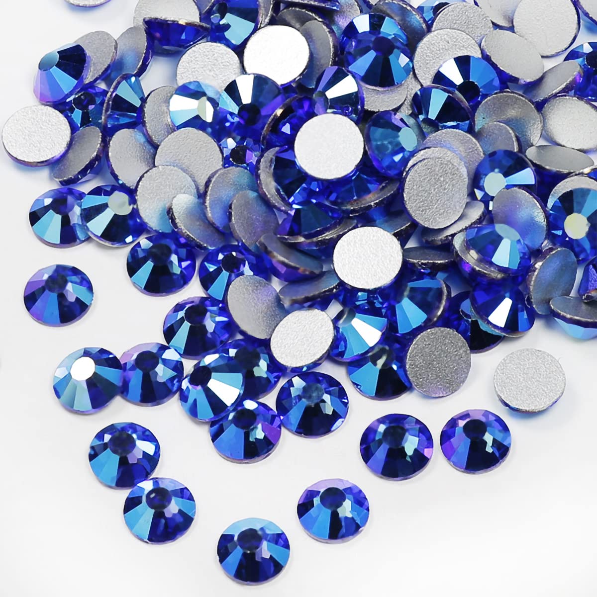 5mm Sapphire AB Rhinestones - 1440 pcs (10 Gross) Dark Blue Crystal Non-Hotfix Stones for Tumbler Cups, DIY Crafts, Nail Art, Fashion Accessories | Perfect for Clothing Embellishment, Shoe Decoration & Makeup Designs