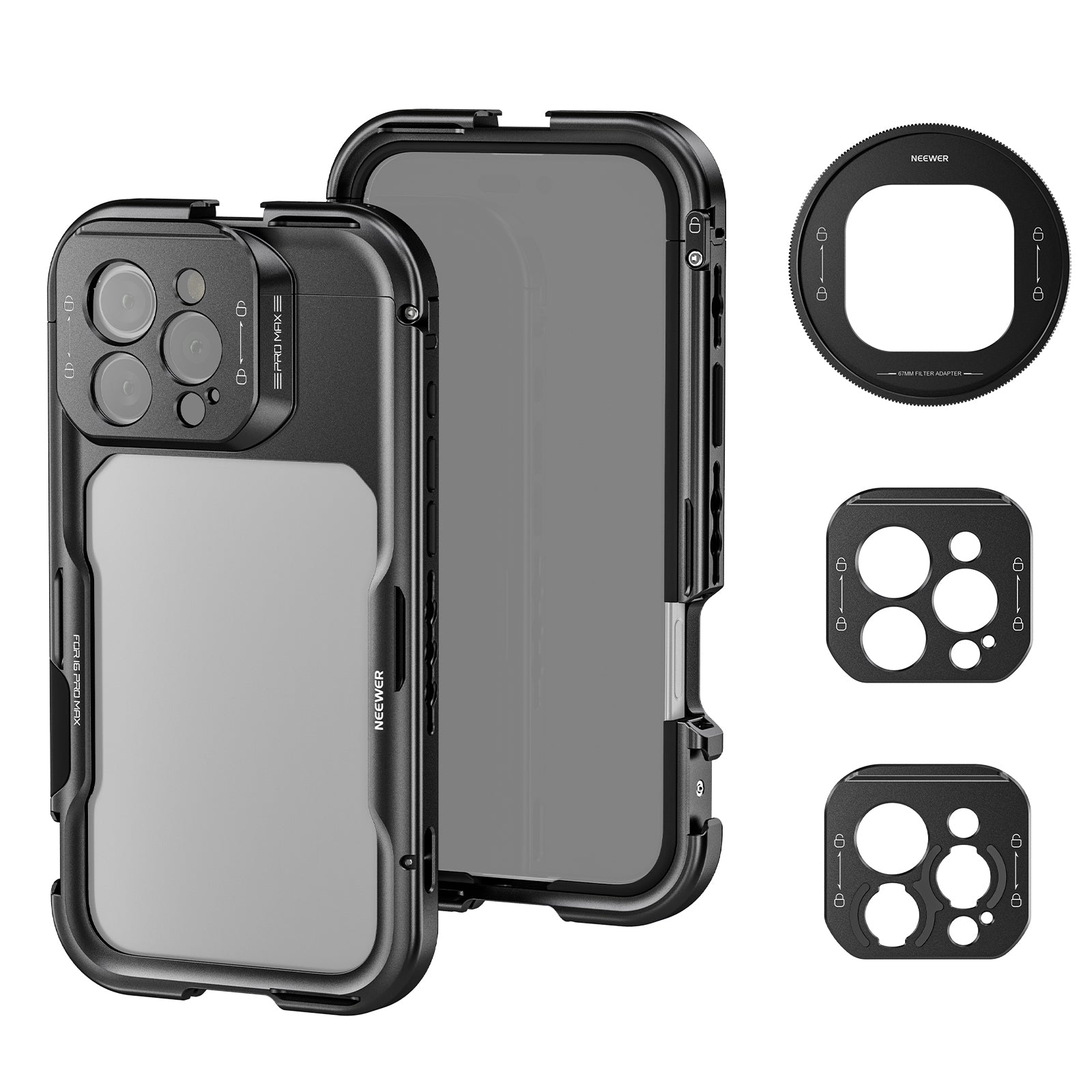 NEEWER PA073/PA074 Universal Smartphone Cage Mount for iPhone 16 Pro & Pro Max - Perfect for Vlogging, Live Streaming and Mobile Photography