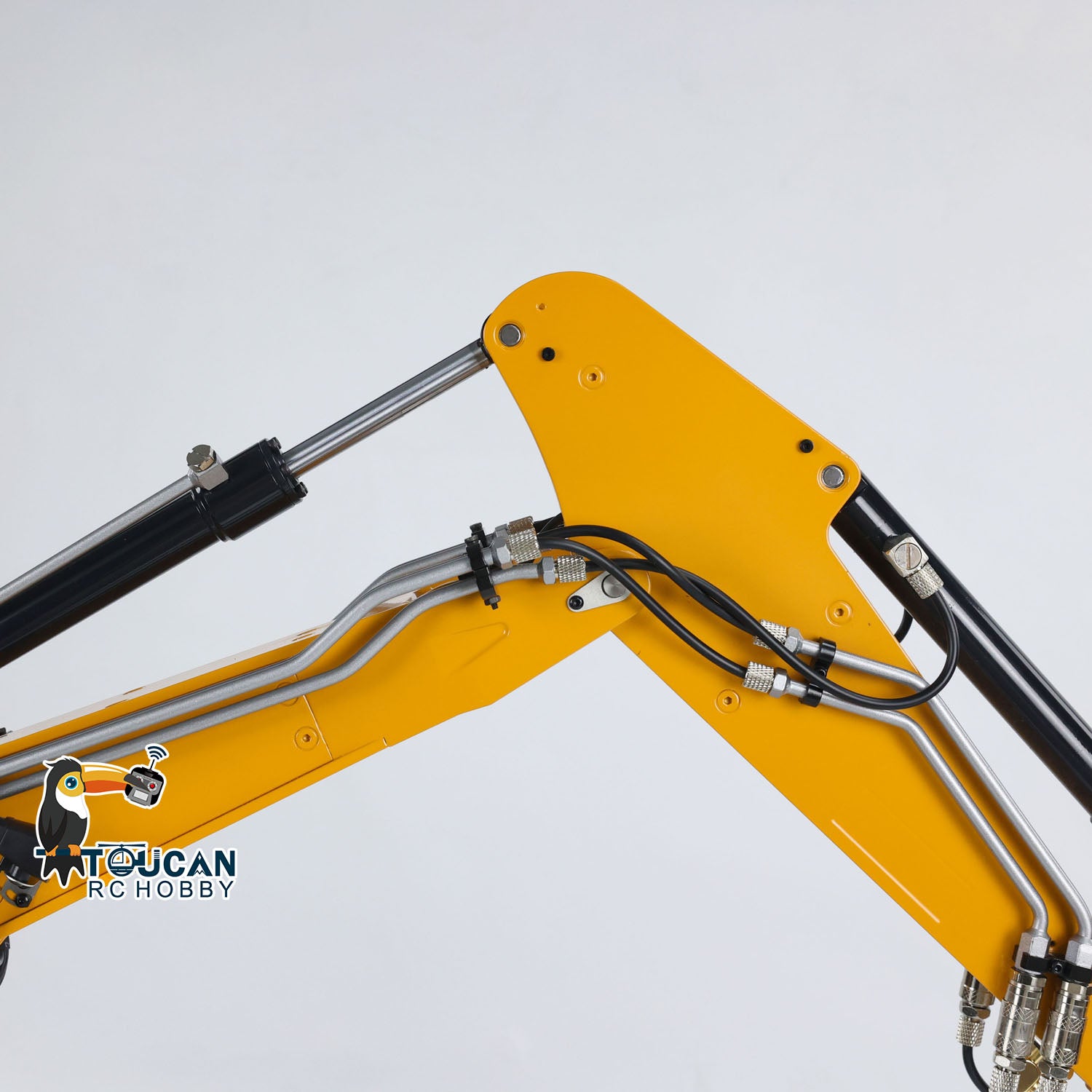 MTMODEL 1:14 Scale Metal RC Hydraulic Excavator Toy - 3 Arms Remote Control Heavy Construction Digger with Tiltable Clamshell Bucket | Realistic Construction Site Play, Gift for Kids & Adults, Collectible Model