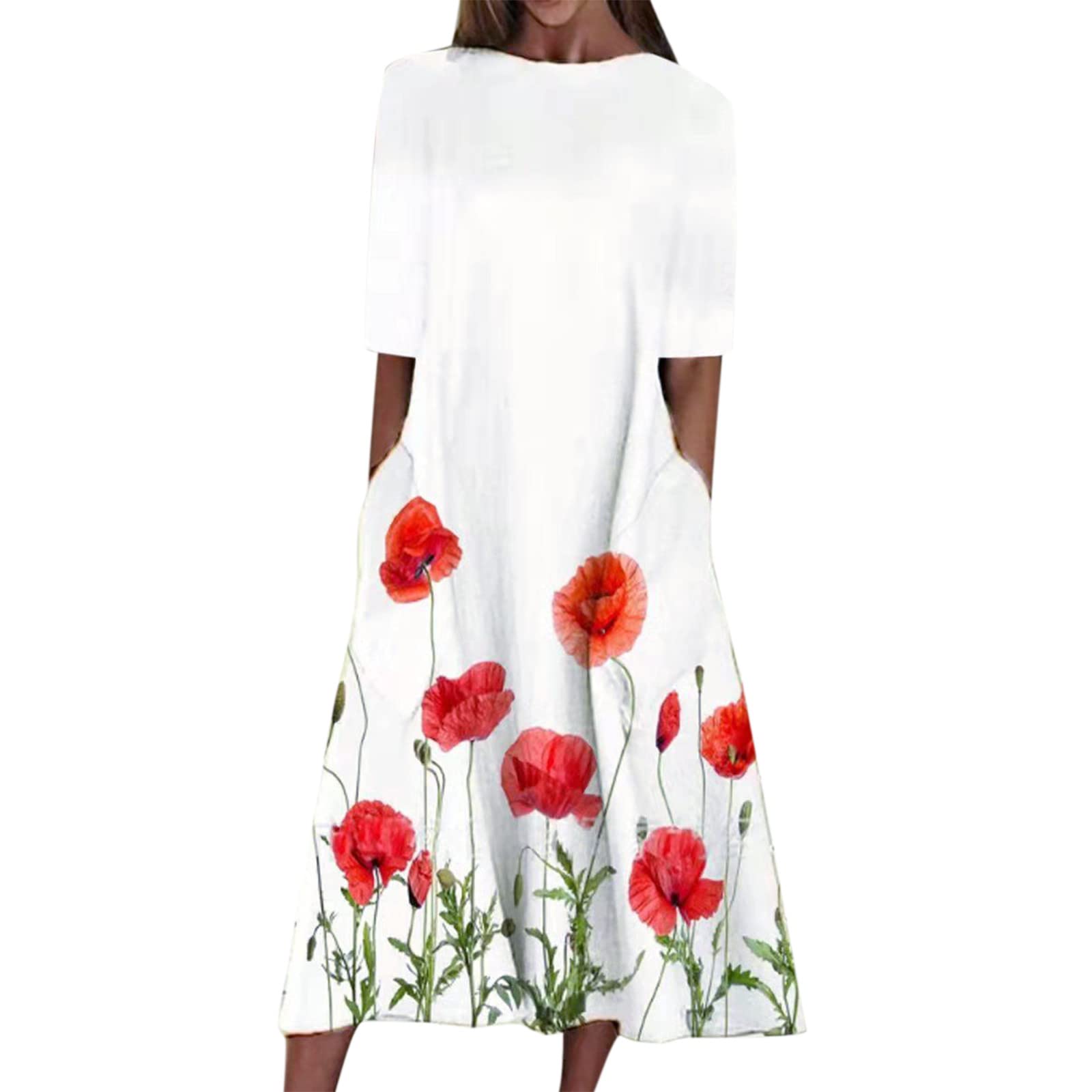 Women's Floral Print Loose Maxi Dress - Short Sleeve Casual Summer Beach Dress for Ladies | Perfect for Vacation, Outdoor Parties & Boho Style Outfits