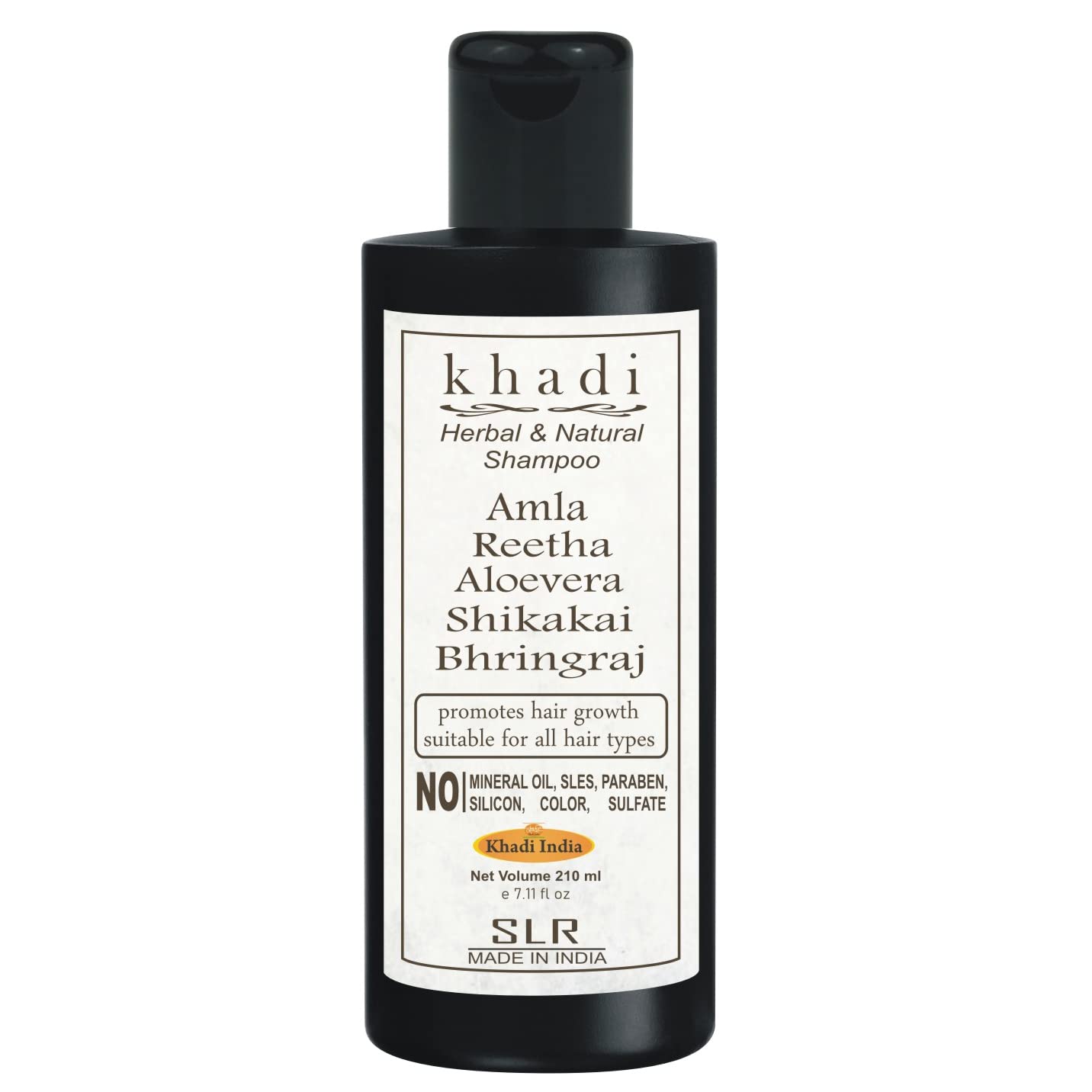 SLR Khadi Amla Reetha Aloevera Shikakai Bhringraj Shampoo - 210ml | Natural & Herbal Hair Cleanser | SLS & Paraben Free | Pack of 1 | For Dry, Damaged Hair & Scalp Care | Promotes Hair Growth & Shine