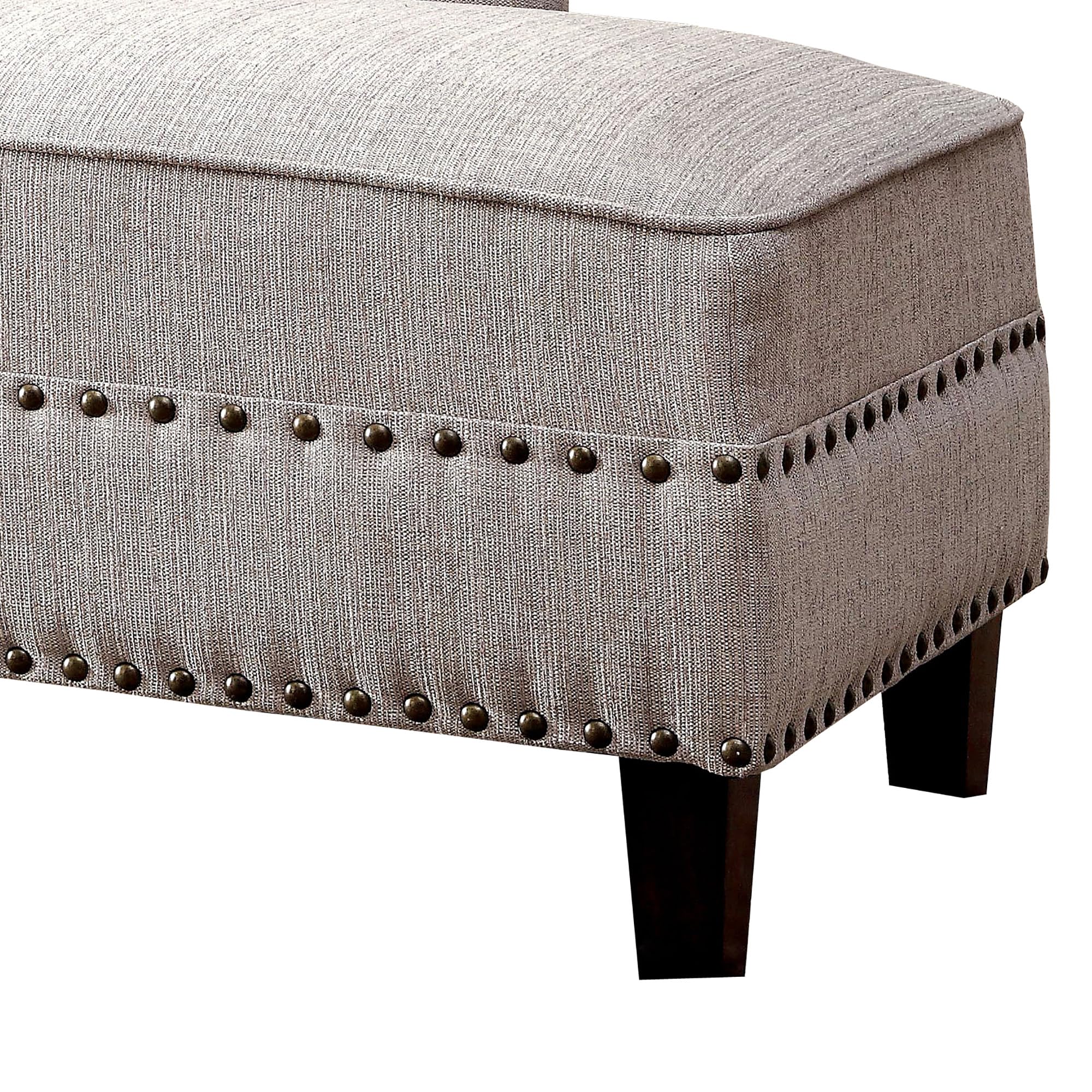 Furniture of America Jazlyn Modern Fabric Nailhead Accent Chaise Lounge in Beige - Perfect for Living Room, Bedroom or Office Relaxation