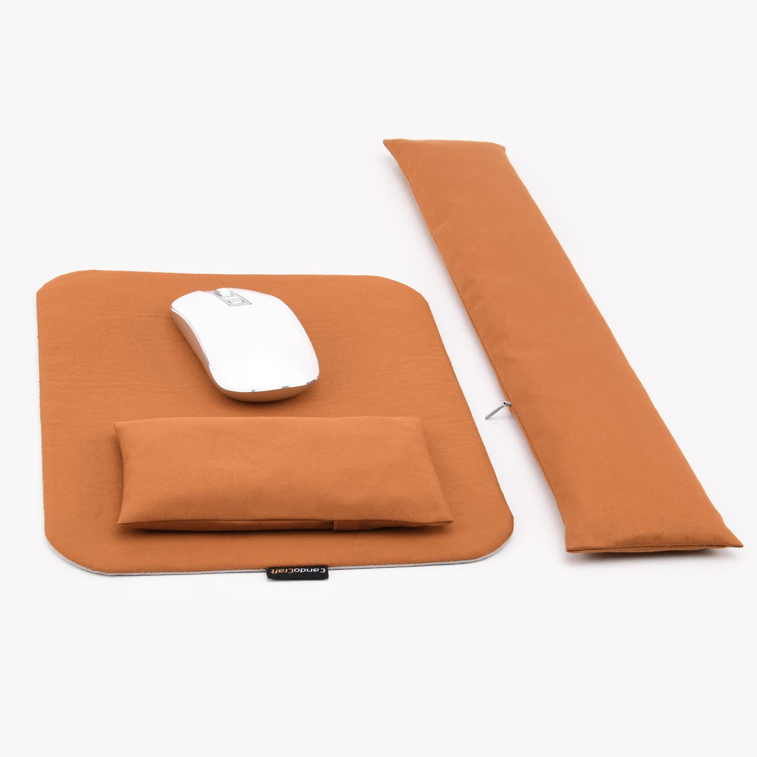 Ergonomic Large Mouse Pad with Wrist Support & Keyboard Wrist Rest Bean Bag Set - Comfortable Office Desk Accessories for Typing, Gaming & Computer Work (Burnt Orange) | Perfect for Home Office, Workstation & PC Setup