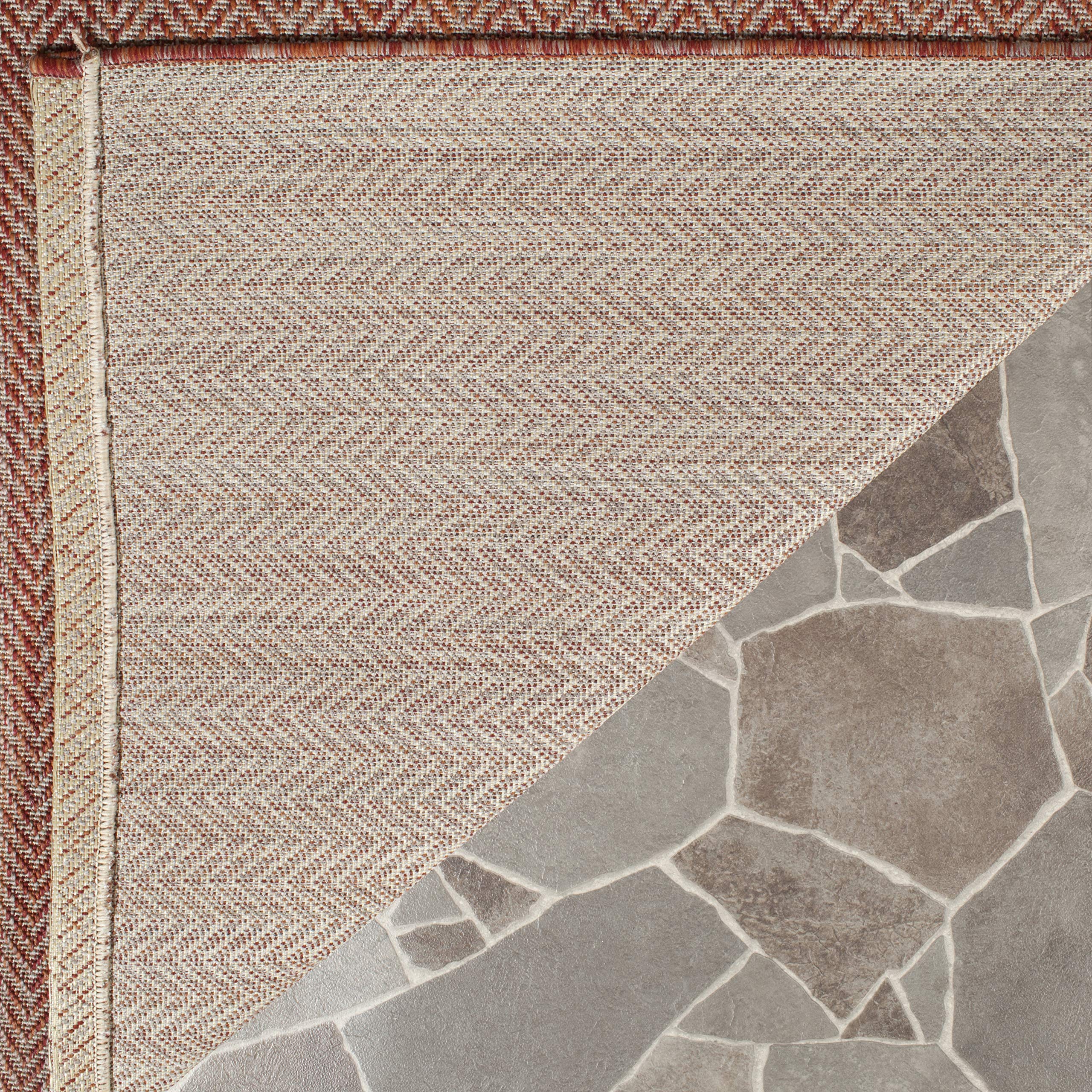 SAFAVIEH Courtyard Collection 8' x 11' Rust & Grey Indoor Outdoor Rug - Waterproof, Easy Clean, Non-Slip - Perfect for Patio, Backyard, Mudroom, Deck & Poolside