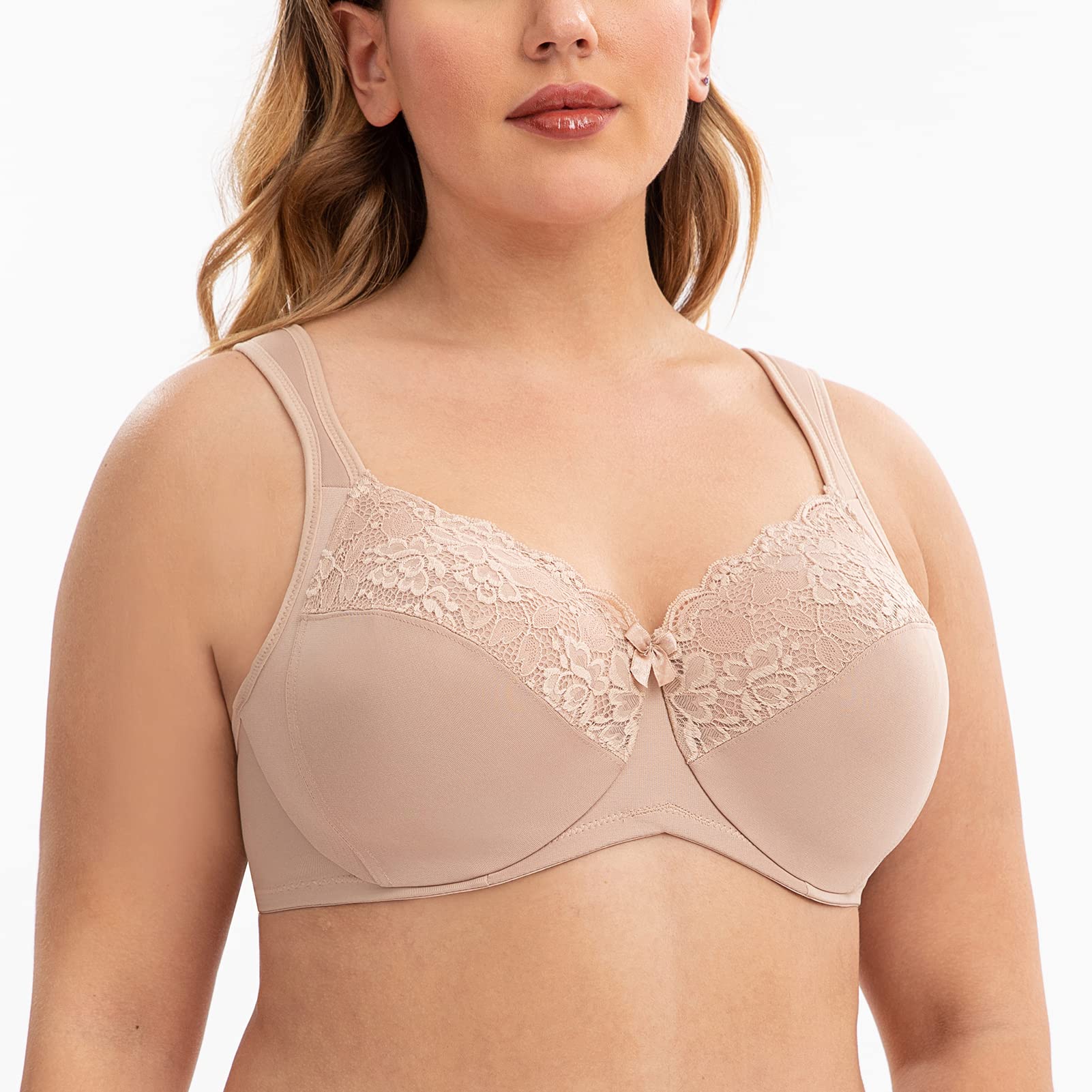 Plus Size Women's Full Coverage Lace Seamless Underwire Minimizer Bra - Comfortable Support for Everyday Wear & Special Occasions