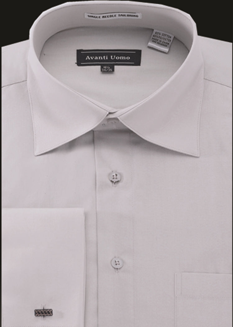 Premium Avanti Uomo French Cuff Formal Dress Shirt DN32M - Silver Gray for Business Meetings & Special Occasions