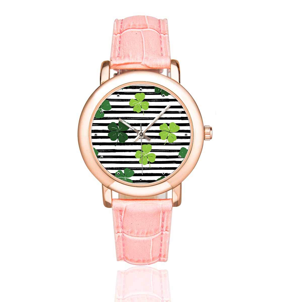 Women's Pink Leather Strap Watch - Waterproof Snowman Design for Christmas Gifts