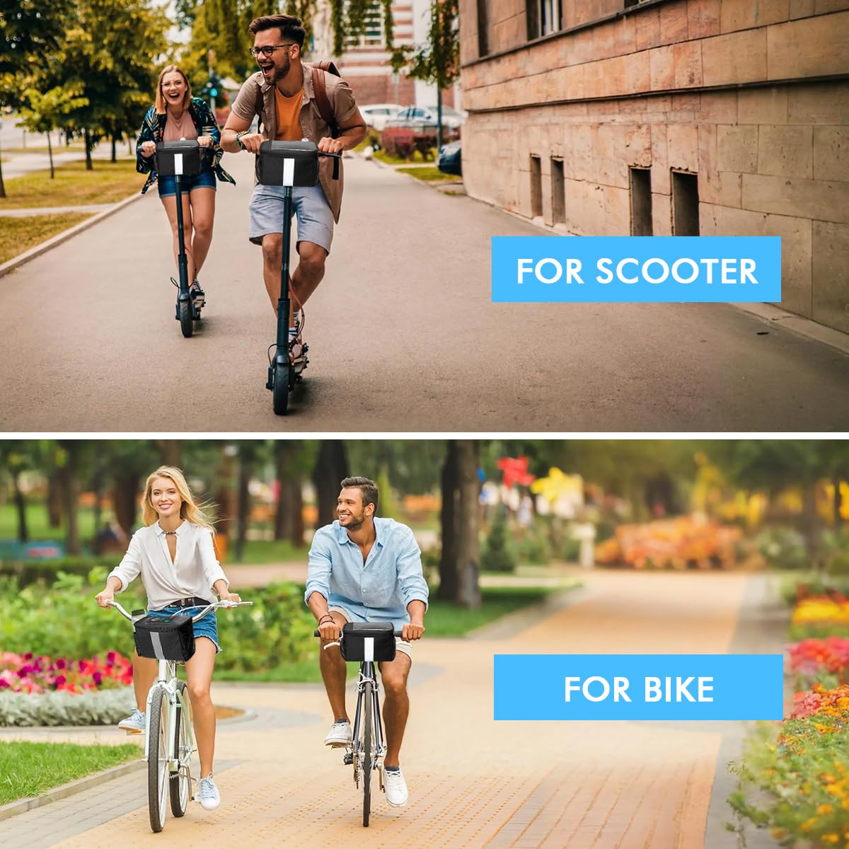 **Waterproof Bike Handlebar Bag with Phone Mount & Cooler - Fits Phones Under 7