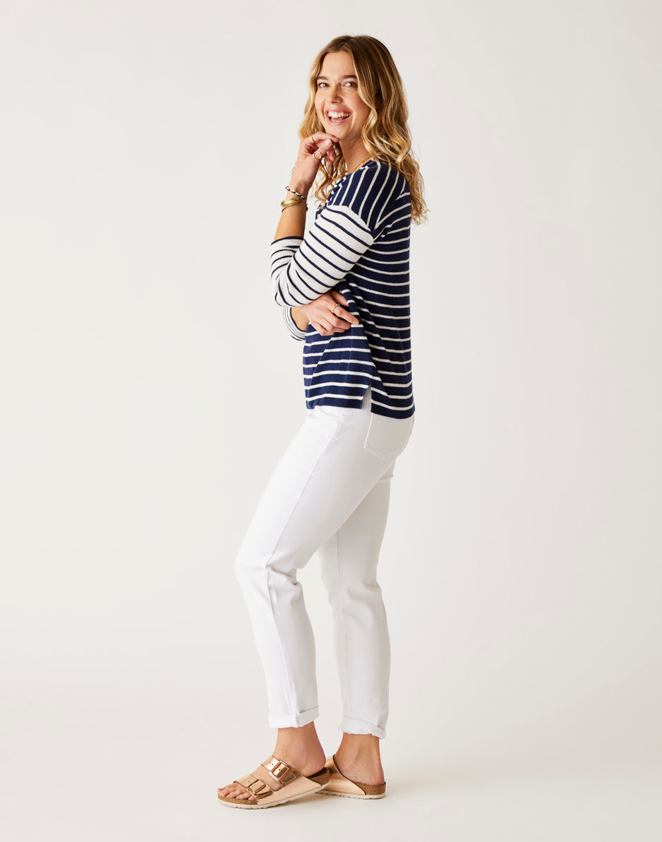 Carson High Rise Jeans for Women - White Distressed Denim Skinny Jeans | Comfortable Stretch Fit for Casual Wear & Everyday Outfits