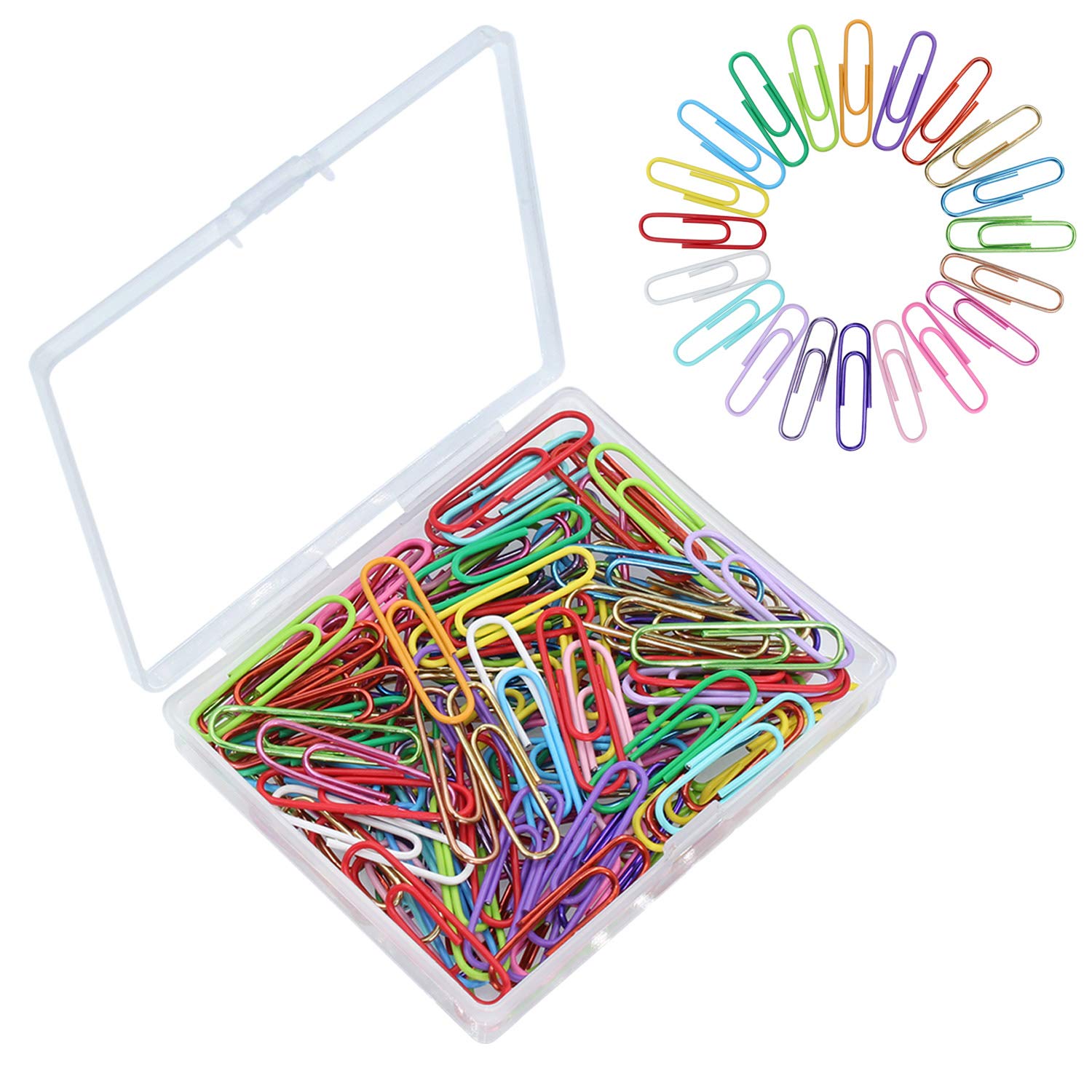 100pcs Colorful 33mm Paper Clips with Plastic Storage Box - Office Supplies for Organizing Documents, School Projects & Home Office Use