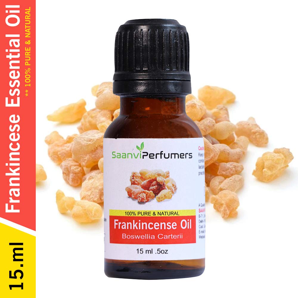 Saanvi Perfumers Frankincense Essential Oil (15ML) - 100% Pure Natural, Therapeutic Grade for Aromatherapy, Skin Care, Acne Treatment & Hair Growth - Perfect for Diffusers, Massage & DIY Beauty Products