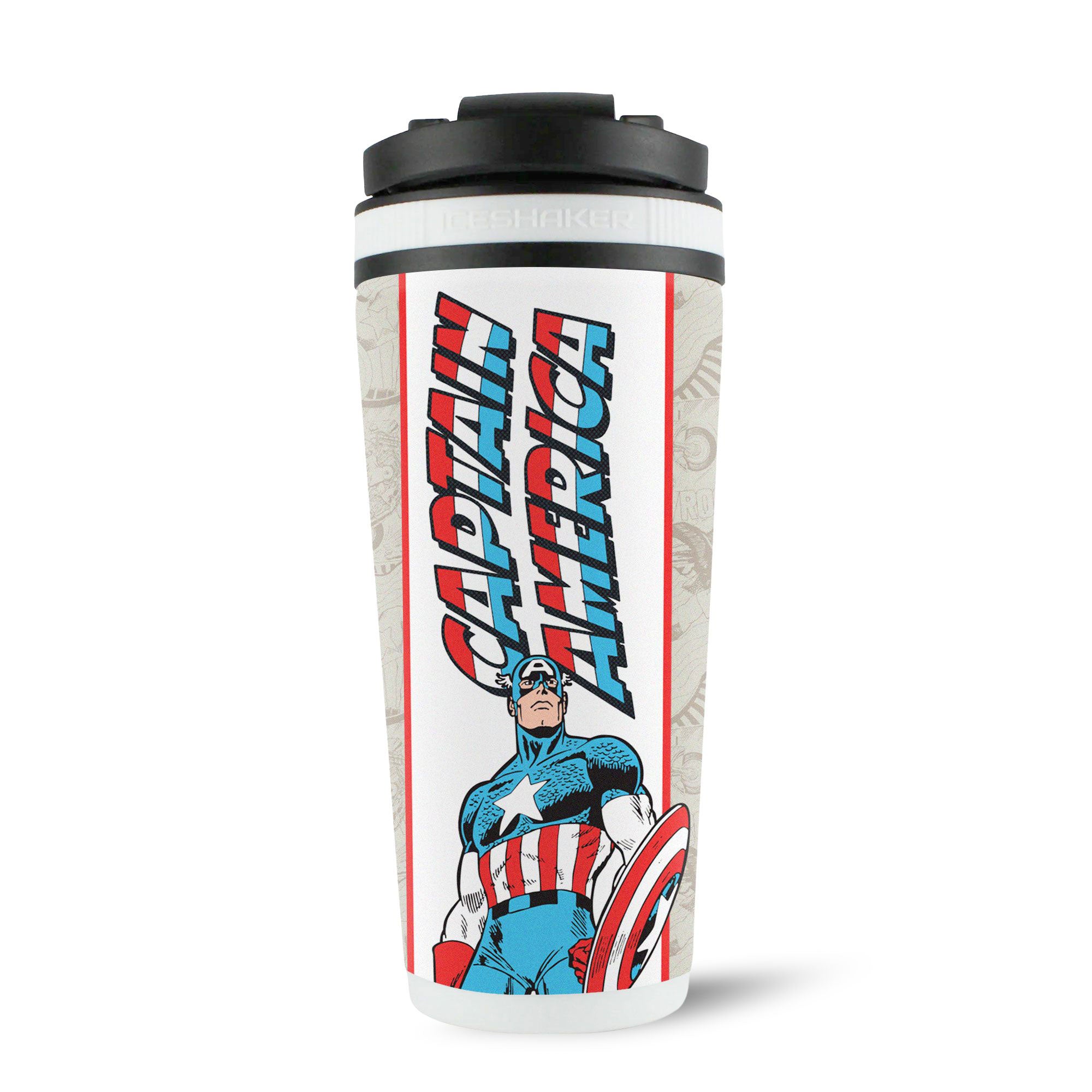 Marvel Captain America Retro 4D Ice Shaker Cup - Stainless Steel Tumbler for Cold Drinks, Perfect for Superhero Fans, Gym, Office & Outdoor Activities