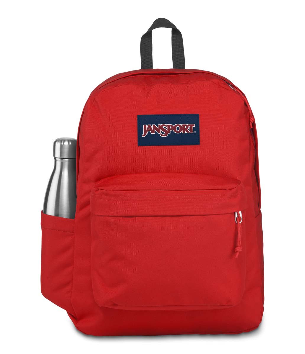 JanSport SuperBreak Plus Backpack - Lightweight Durable School & Travel Backpack with Laptop Sleeve (Red Tape) - Perfect for College, Work & Outdoor Adventures