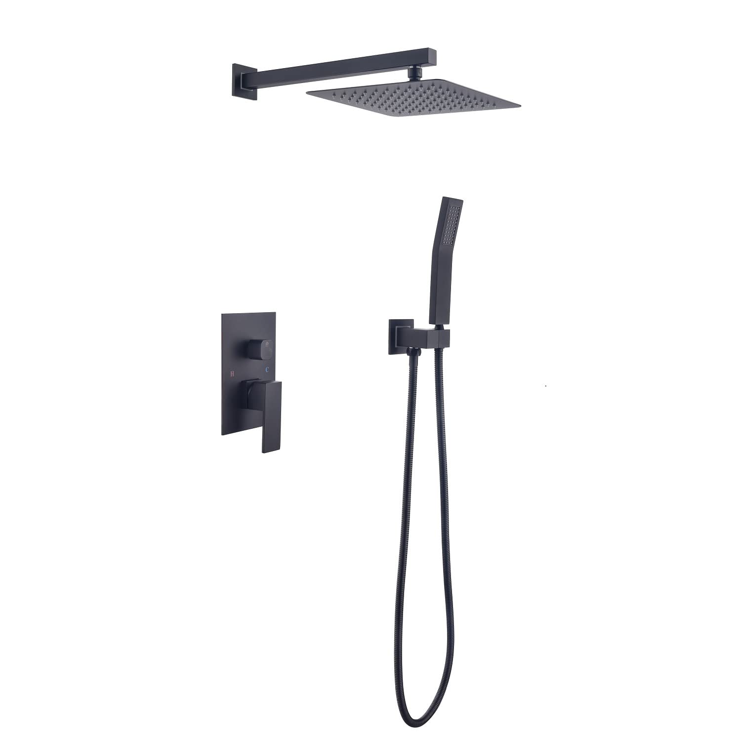 High Pressure 10 Inch Rainfall Shower Head Set - Wall Mounted Bathroom Shower System for Spa-Like Experience at Home
