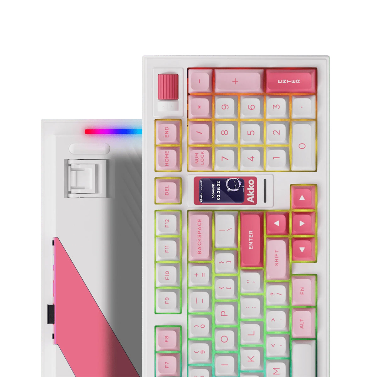 Akko 5098B Prunus Lannesiana Compact 1800 Wireless Mechanical Keyboard with LCD & RGB Backlit - Hot-Swappable Piano Pro V3 Switches for Gaming, Typing & Office Work