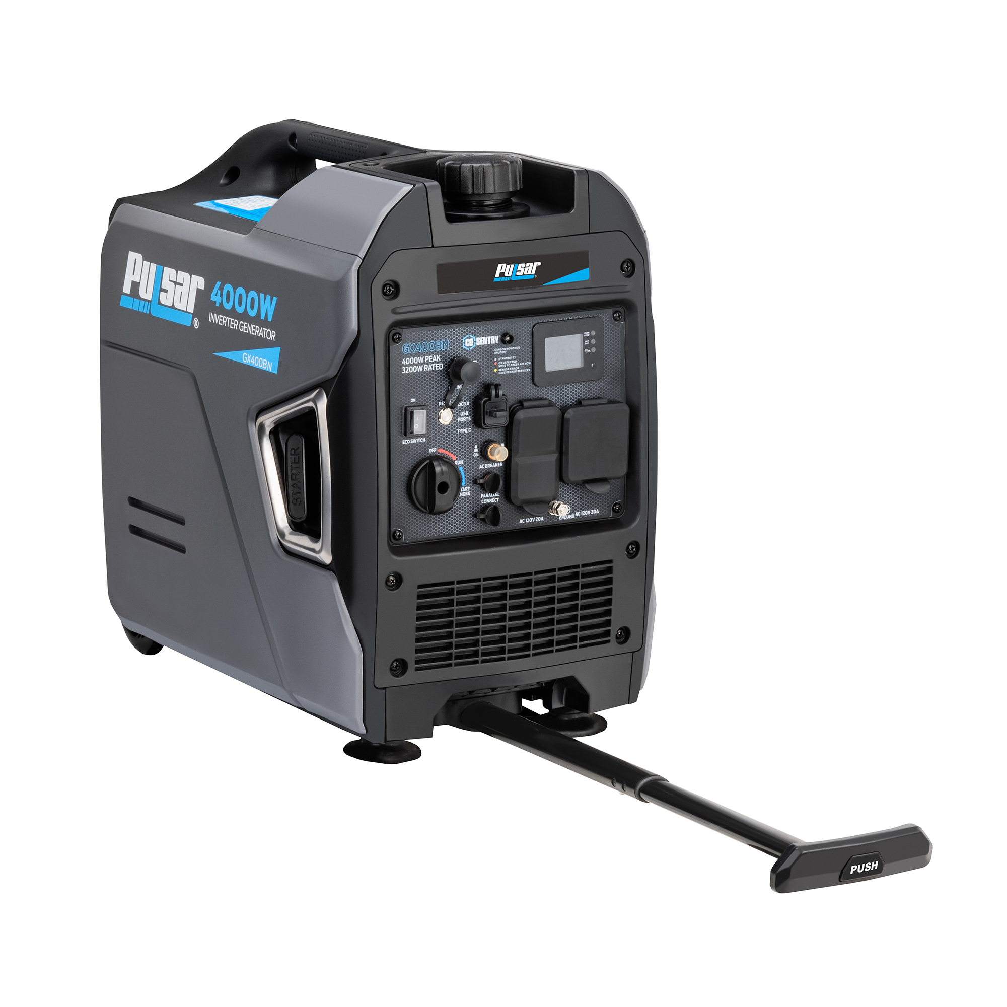 Pulsar 4000W Ultra Quiet Portable Dual Fuel Generator with CO Sentry - Gas & Propane Powered - Perfect for Camping, RV Trips & Emergency Power Backup (GX400BN)