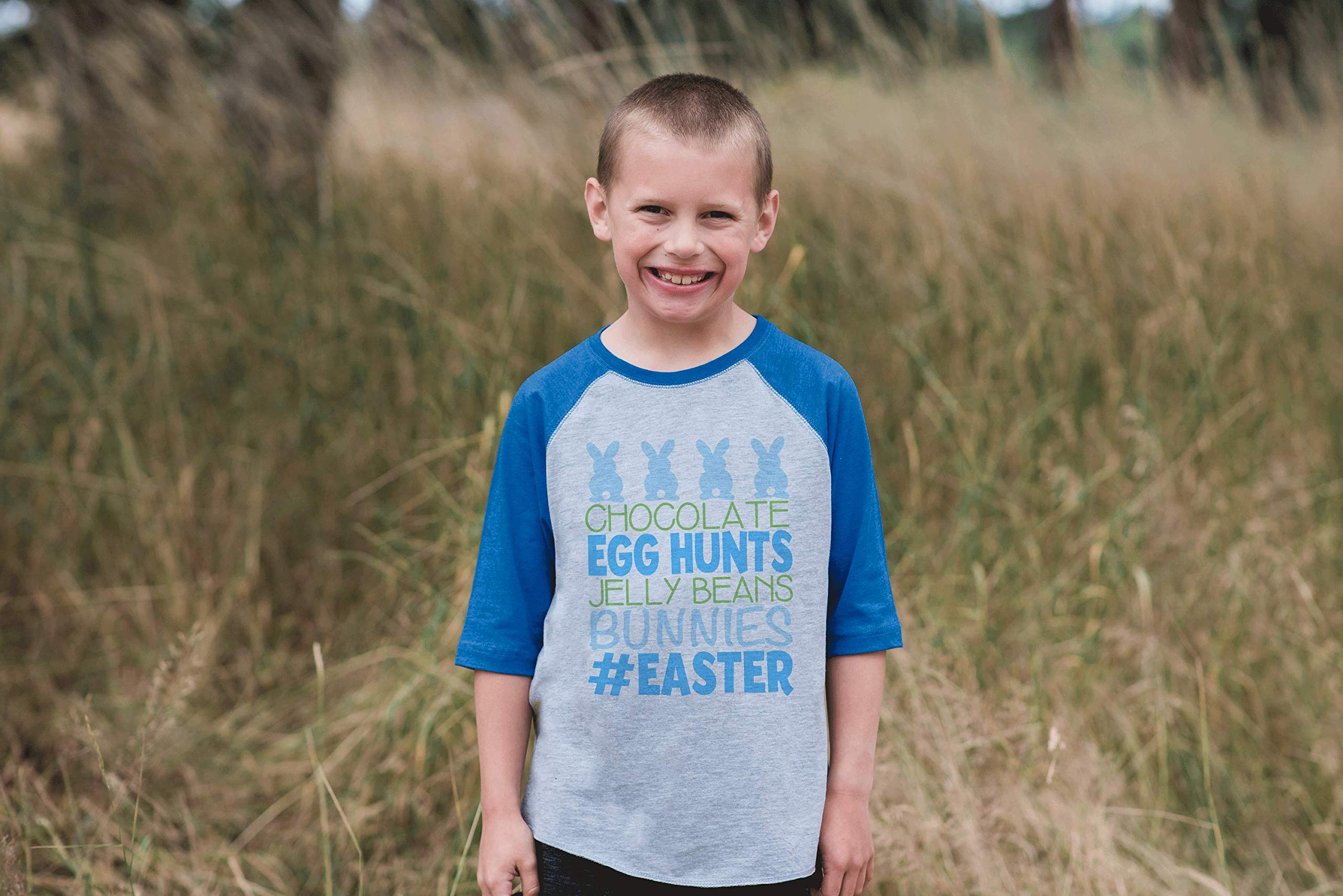 7 ate 9 Apparel Baby Boy's Easter Outfit - Blue Raglan Tee for Happy Easter Celebration | Cute Holiday Photo Shoot & Family Gathering Outfit