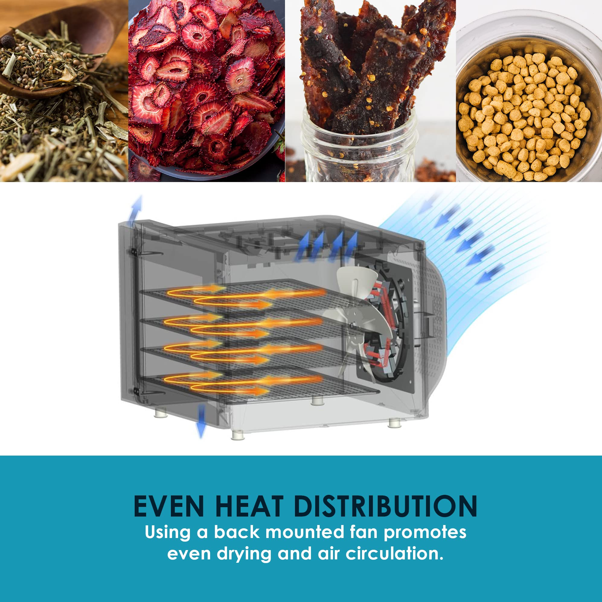 Premium Stainless Steel Food Dehydrator with Adjustable Temperature - Perfect for Making Beef Jerky, Dried Fruits, Vegetables, Herbs & Healthy Snacks - Ideal for Home Kitchen, Camping & Food Preservation