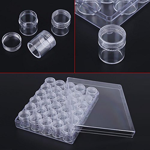 30-Piece Clear Plastic Jewelry Box Organizer with Adjustable Compartments - Small Round Bead Storage Jars & Rectangle Box for Necklaces, Rings, Earrings - Perfect for Travel, Home, and Craft Room Organization