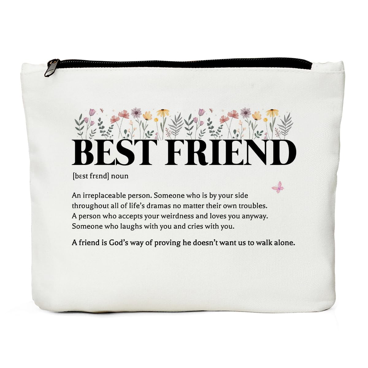 Best Friend Makeup Bag - Cute Cosmetic Pouch for Bestie Gifts | Birthday & Friendship Present for Women