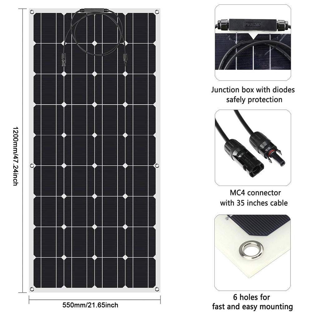 2 Pack 100W Semi-Flexible Solar Panels | 200W Solar Power System Kit with 30A LCD Charge Controller | 12V RV, Boat & Off-Grid Use | Waterproof & Lightweight for Camping, Marine & Remote Power Needs