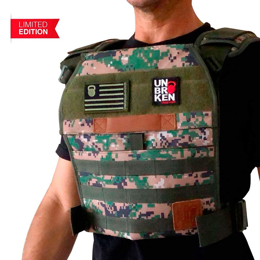 Adjustable Weighted Vest for CrossFit & Strength Training - 20LBS Weight Plates Carrier for Running, Endurance & Fitness - Unisex Design for Men & Women - Includes 2 Patches (Camouflage) - Perfect for Gym, Home Workouts & Outdoor Training