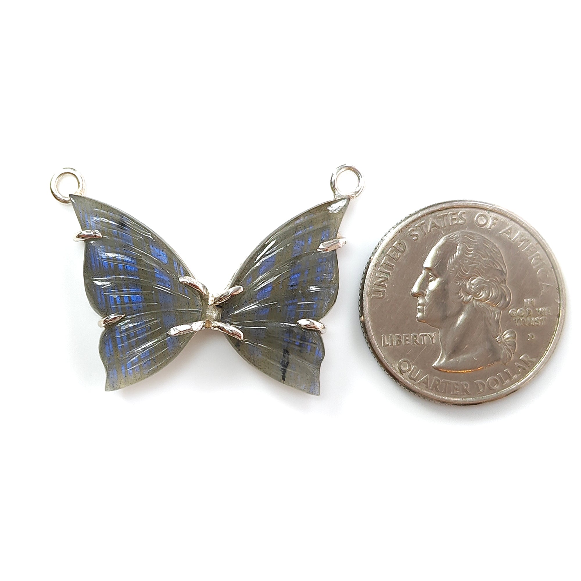 Natural Blue Labradorite Butterfly Pendant - 6.2gms Untreated Gemstone in 925 Sterling Silver Prong Setting | Elegant Jewelry Gift for Women, Birthday & Anniversary | Perfect for Everyday Wear & Special Occasions