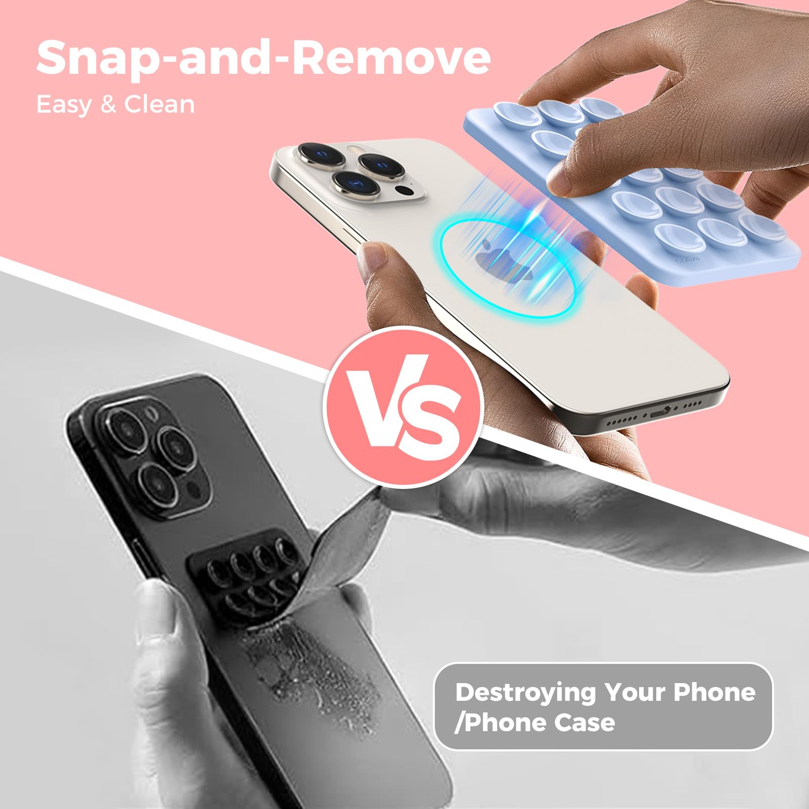 AHASTYLE Magnetic Silicone Suction Phone Case Stand for iPhone 16/15/14/13/12 Series - MagSafe Compatible Shower Phone Holder with Mirror for TikTok Videos, Selfies & Hands-Free Viewing in Car, Kitchen & Bathroom