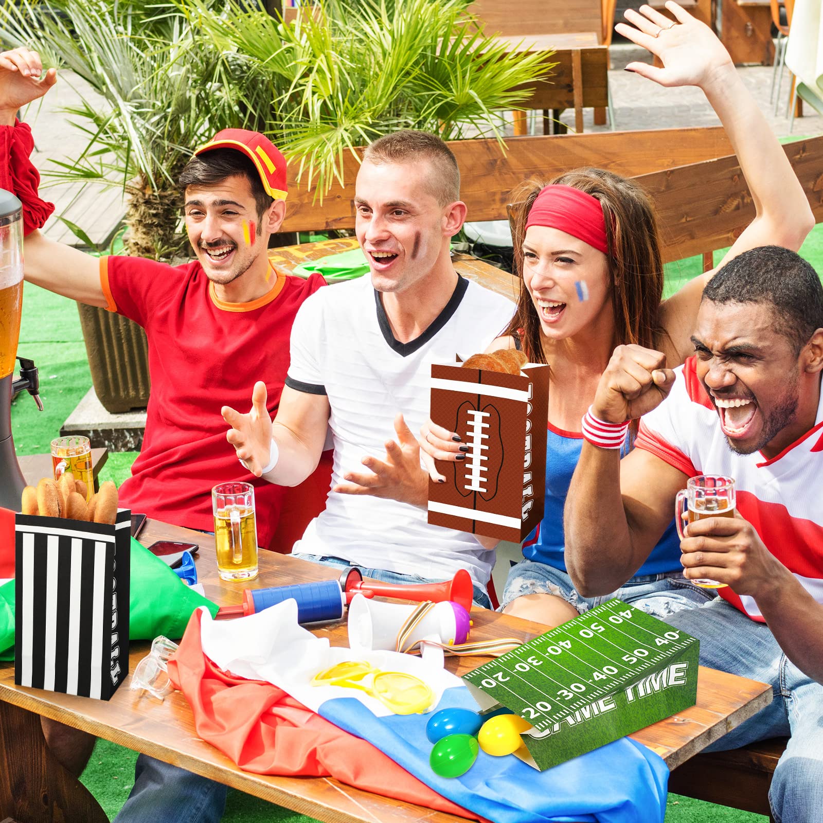 36 Pack Football Party Favor Bags - Themed Paper Gift Treat Candy Bags for Game Day Decorations, Tailgating & Birthday Party Supplies - Perfect for Super Bowl, Sports Themed Events & Kids Birthday Parties