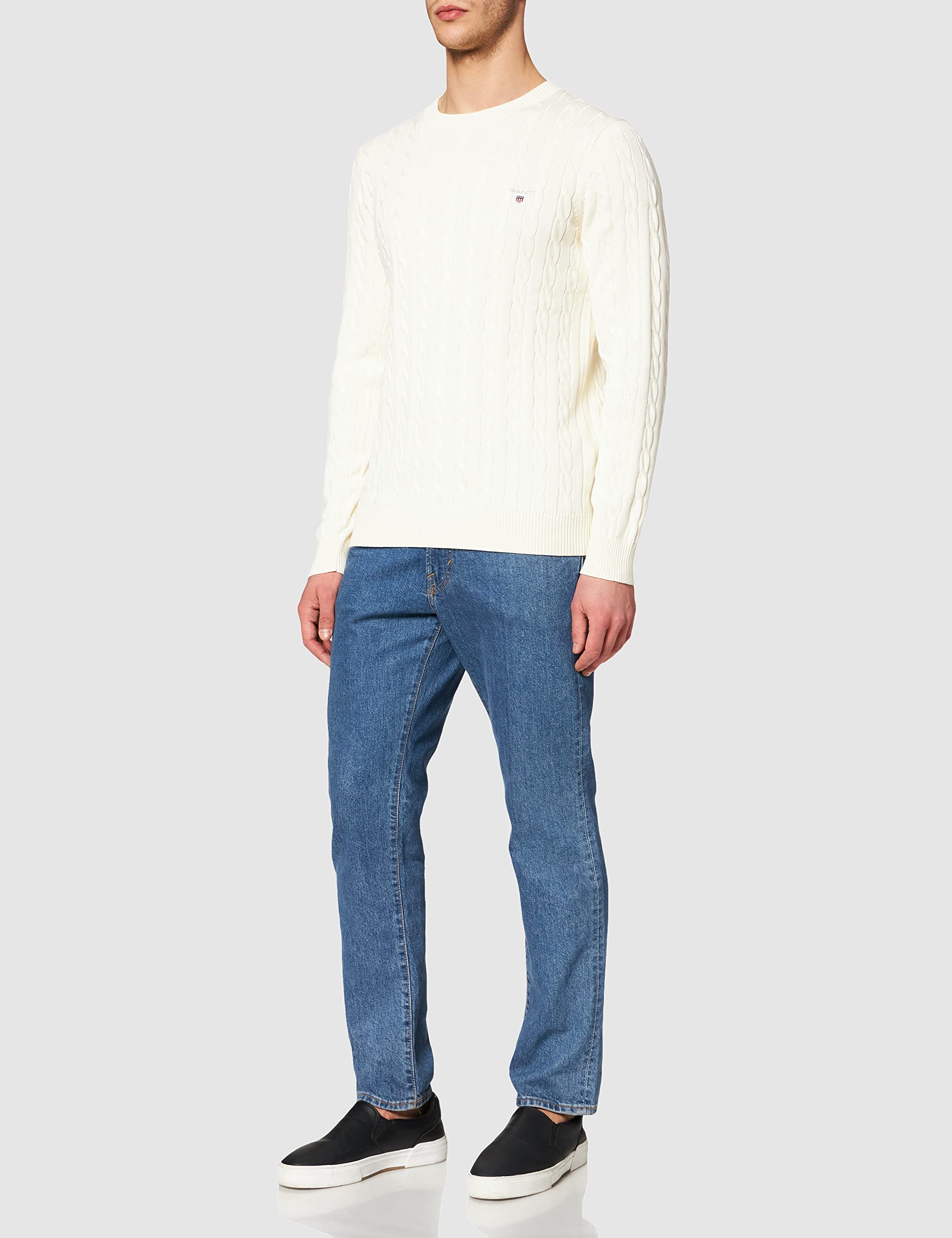 GANT Men's Cotton Cable Knit Sweater - Classic Crewneck Pullover for Casual Wear & Winter Outfits | Office, Date Night, Weekend Style