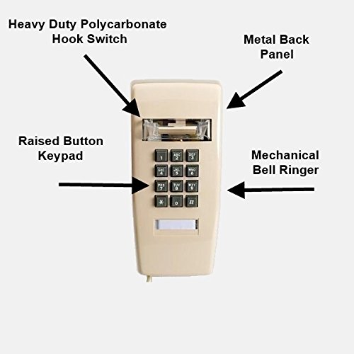 Industrial Wall Phone with Dialpad & Wallplate - Black Retro Office Phone for Warehouse, Factory & Workshop - HQTelecom