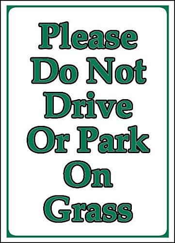 Vinyl Stickers Bundle - Safety & Warning Signs for Warehouse, Do Not Drive or Park on Grass - 3 Pack (3.5