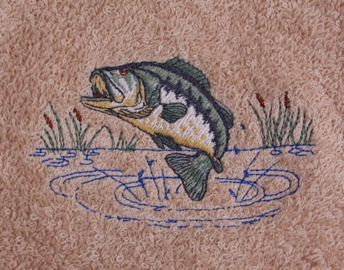 Premium Embroidered Jumping Bass Bath Towel Set - Soft, Absorbent & Quick-Drying - Perfect for Bathroom, Spa, Pool & Beach Use