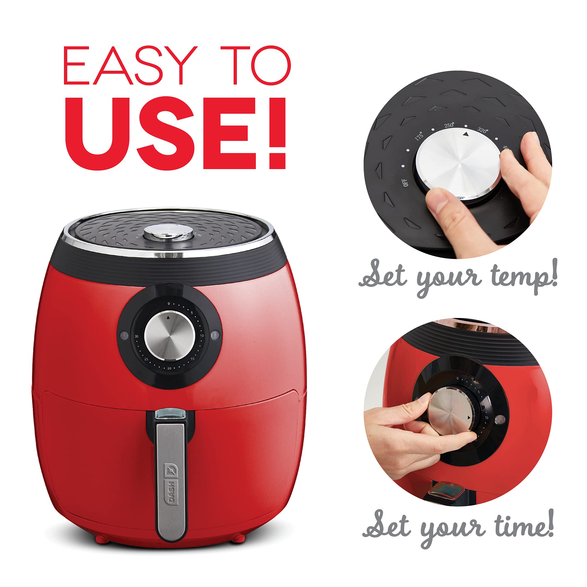 Dash Deluxe 6 Quart Electric Air Fryer Oven Cooker with Temperature Control, Non-Stick Basket & Auto Shut Off - 1700W, Red | Perfect for Healthy Frying, Baking, Roasting & Reheating | Ideal for Family Dinners, Meal Prep & Quick Snacks