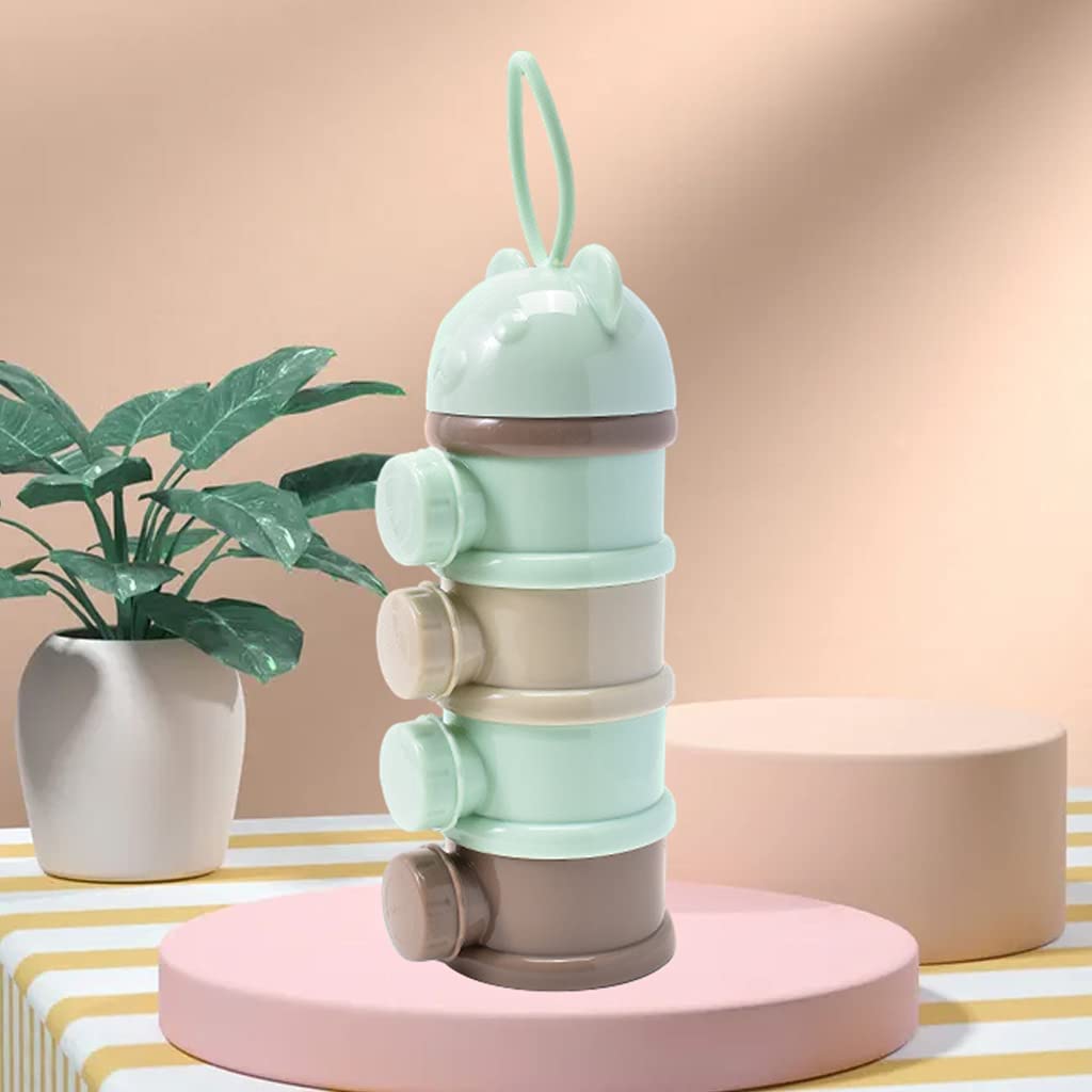 Premium 4-Layer Green Baby Milk Powder Storage Container with Side-Opening Design - Perfect for Organizing Newborn Formula, Snacks & Baby Essentials at Home or On-the-Go