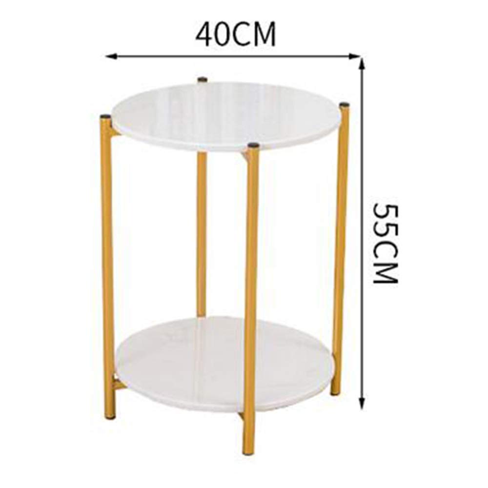 Elegant 2-Tier Marble End Table with Iron Art Frame - Gold Accented Side Table for Living Room, Bedroom & Balcony (16×22 Inch) | Perfect for Tea Storage, Nightstand & Corner Decor