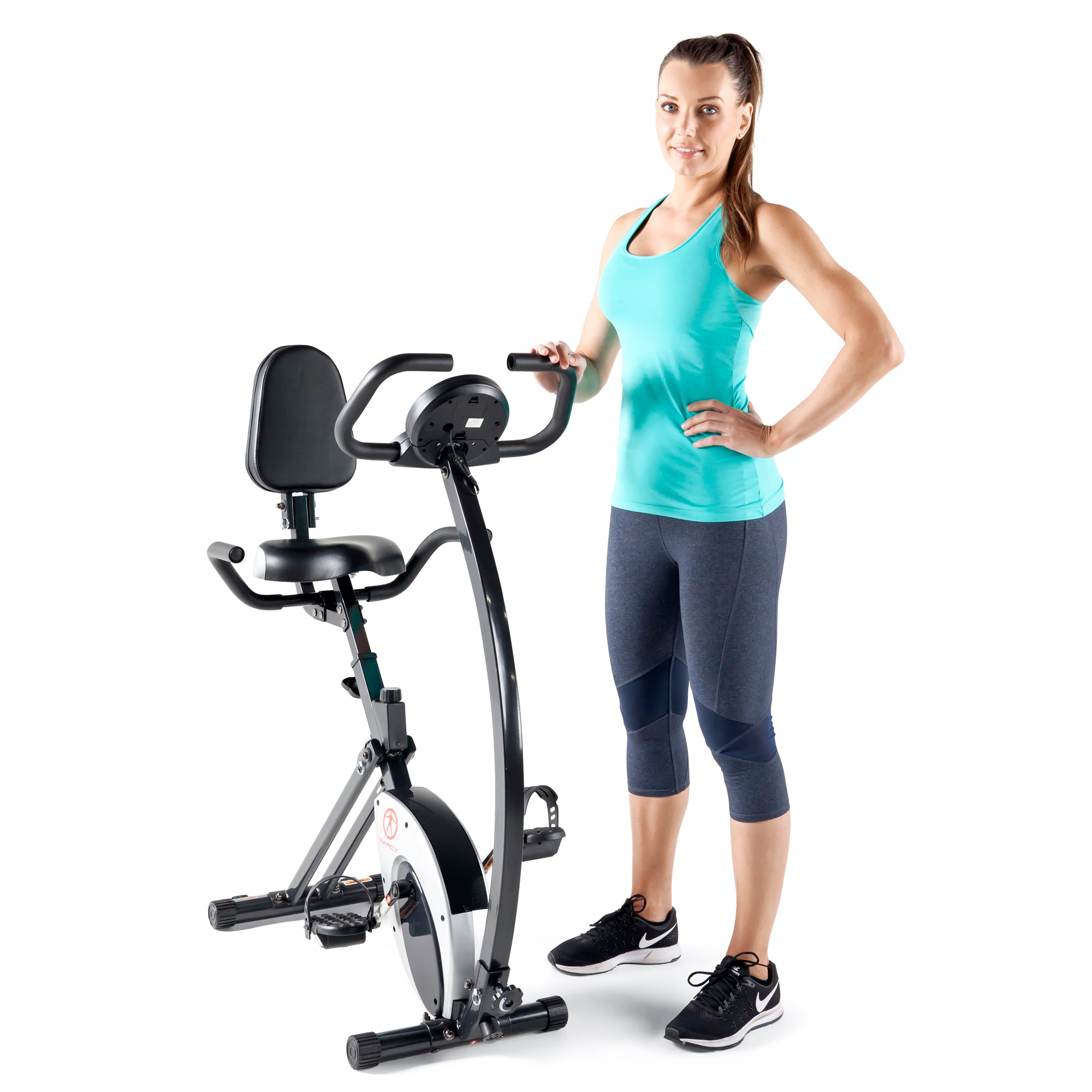 Marcy Foldable Exercise Bike with High Back Seat NS 653 - Adjustable Home Gym Equipment for Cardio Workouts & Indoor Cycling - Perfect for Small Spaces, Apartment Fitness & Low-Impact Training