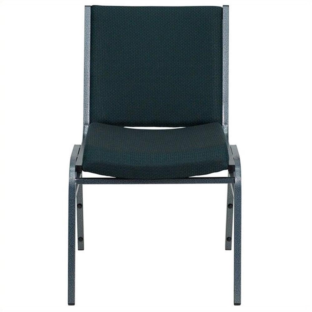 BOWERY HILL Green Fabric and Metal Stacking Guest Chairs - Multipurpose Folding Chairs for Parties, Events, and Home Decor