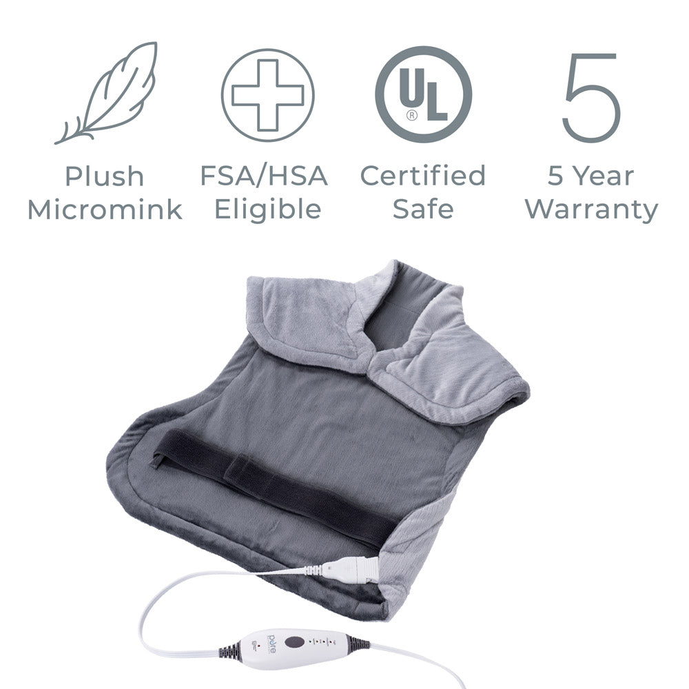 PureRelief XL Extra Long Back & Neck Heating Pad - Electric Heating Pad for Pain Relief, Large 12