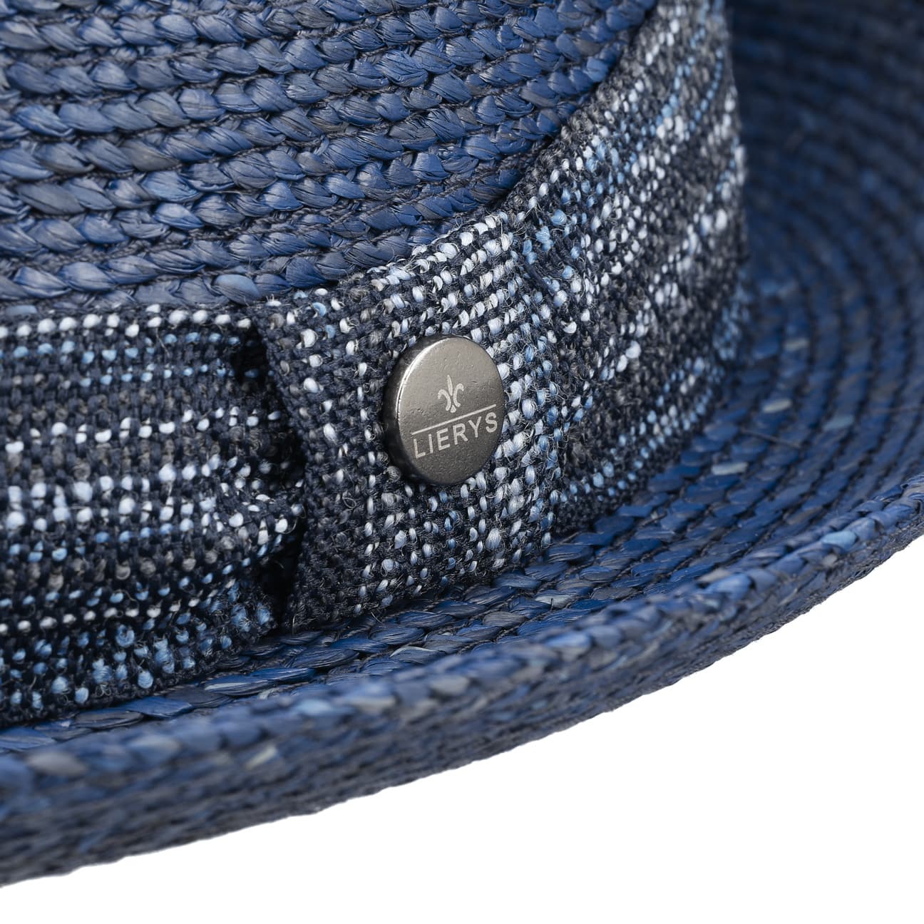 Lierys Blue Raffia Pork Pie Hat - Stylish Summer Sun Hat for Women & Men - Perfect for Beach, Outdoor, and Casual Wear