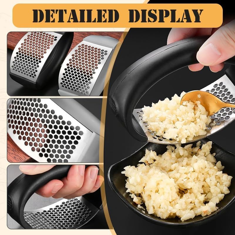 Stainless Steel Garlic Press & Ginger Grinder - Easy to Clean Kitchen Tool for Cooking & Baking
