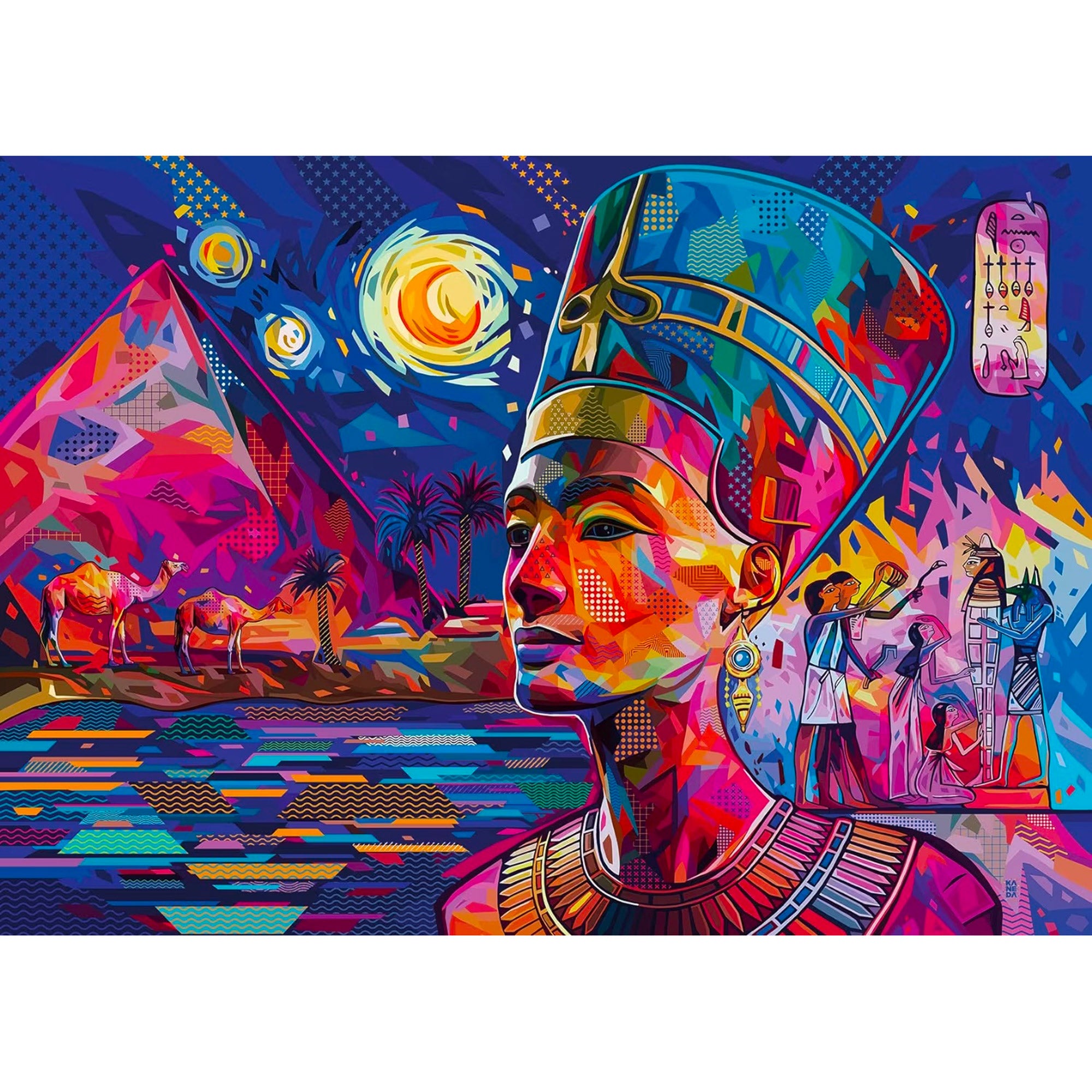 1,000 Piece Jigsaw Puzzle - Nefertiti on the Nile Egyptian Queen Art - Challenging Adult Puzzle for Relaxation & Home Decor