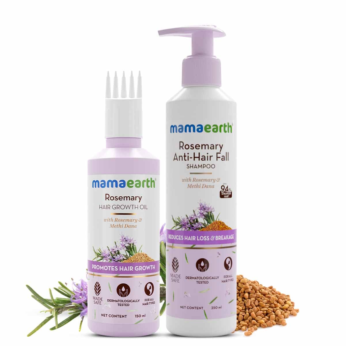 Mamaearth Rosemary Hair Growth Combo with Hair Growth Oil & Anti-Hairfall Shampoo (490g) - Natural Solution for Thicker, Stronger Hair | Perfect for Daily Hair Care Routine & Scalp Nourishment