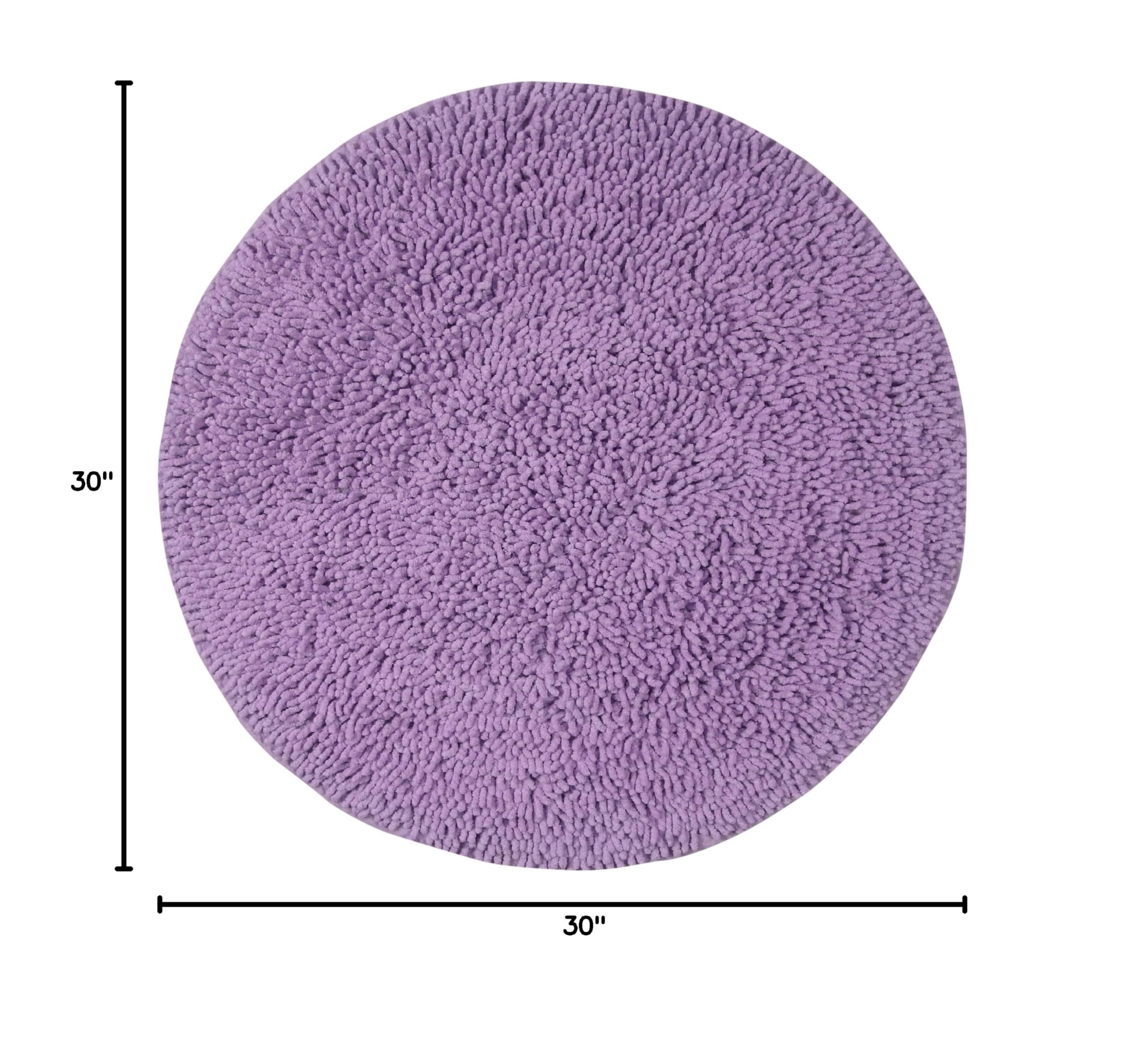 Home Weavers Fantasia 100% Cotton Bath Rug Set - Ultra Soft Absorbent Non-Slip Bathroom Mat for Shower, Vanity & Floor - Washable Round Bath Mat (30