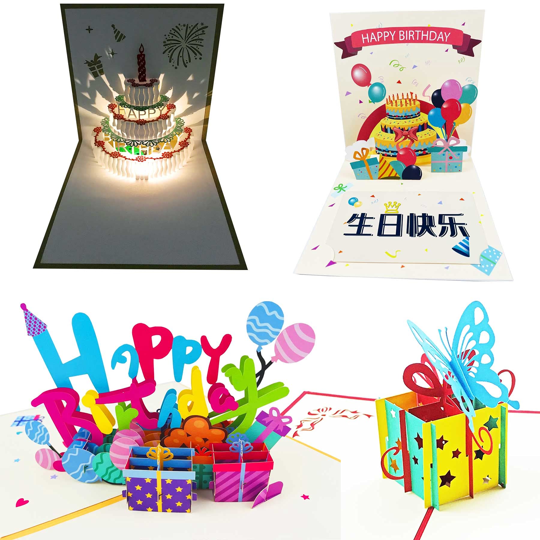 3D Pop Up Birthday Cards - Laser Cut Greeting Cards with Envelopes & Glue - Perfect Gift for Mom, Wife, Sister, Boy, Girl & Friends (1 Pack) - Great for Birthdays, Anniversaries & Special Occasions
